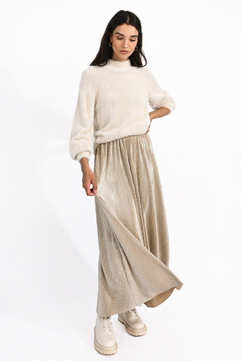 Jersey pleated maxi clearance skirt