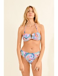 Top de bikini con escote halter, abertura y estampado 