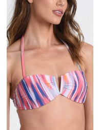 Top de bikini con escote halter y abertura