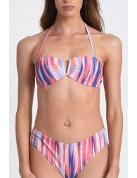 Top de bikini con escote halter y abertura