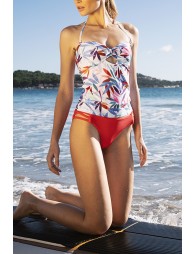 Tankini con escote halter y estampado