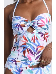 Tankini con escote halter y estampado