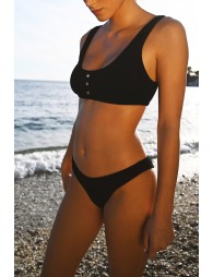 Top de bikini ancho de tirantes con botones