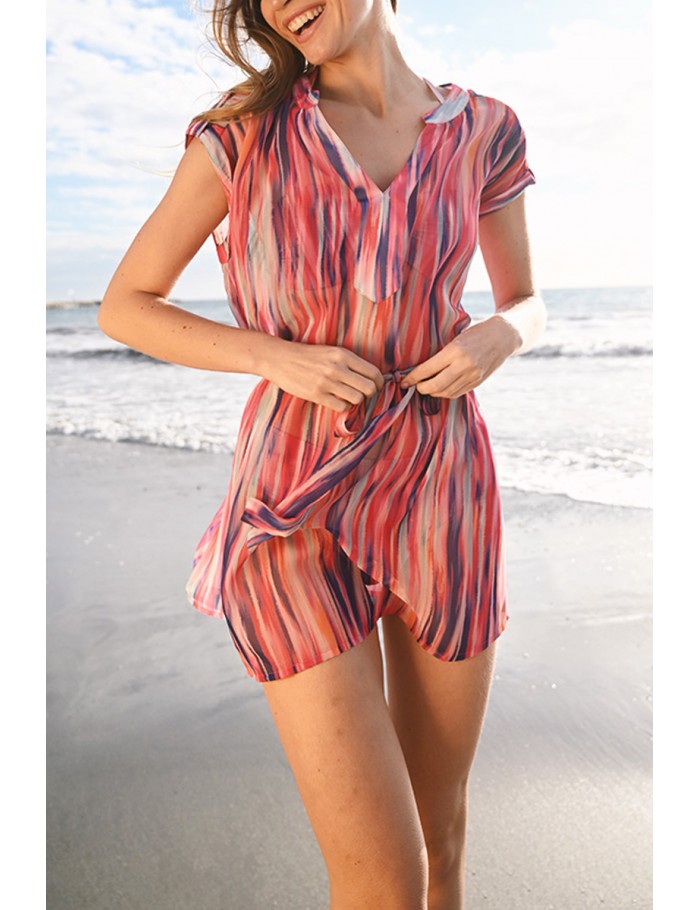 Tunic swim graphic print