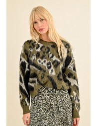 Pull court au motif animalier