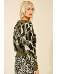 Pull court au motif animalier