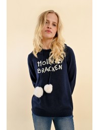 Pull pompon à capuche