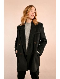 Manteau mi-long en laine mélangée