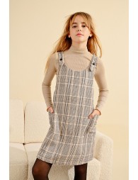 Robe salopette à carreaux