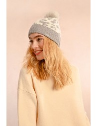 Gorro con pompón y estampado