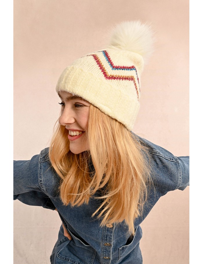 Gorro con pompón y lentejuelas