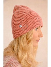 Beanie with rhinestone hearts