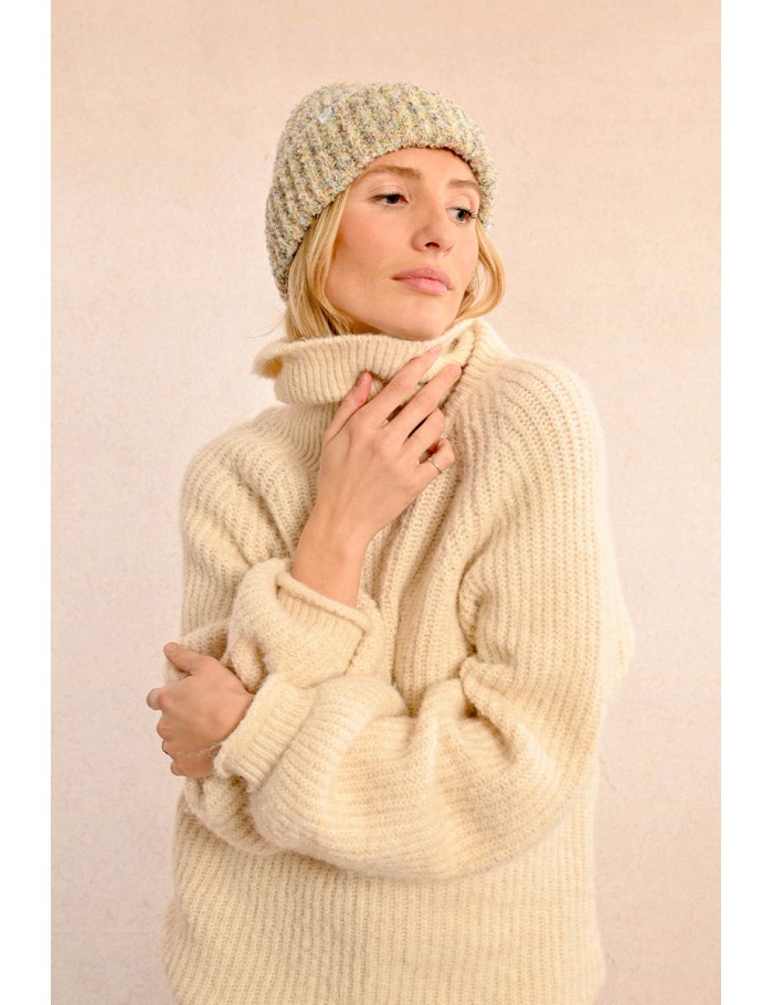 Heathered terry knit hat