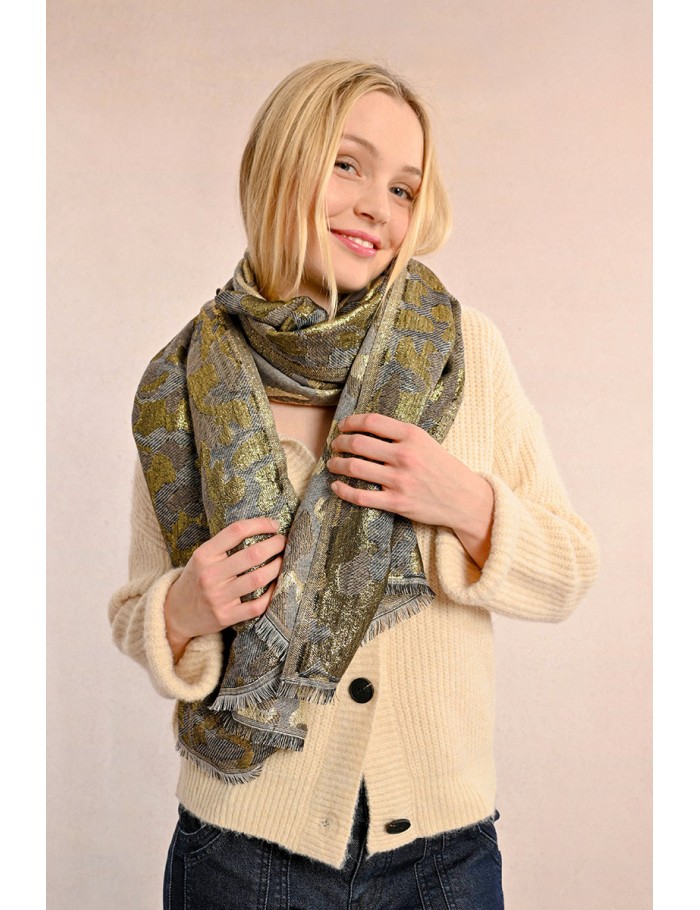 Thin camouflage print scarf