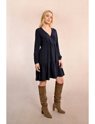 Short dress with crossed V-neck