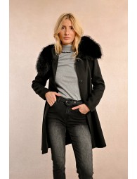 Hooded faux fur coat