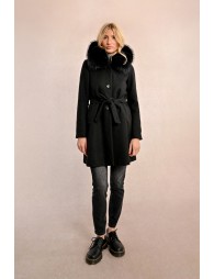 Hooded faux fur coat