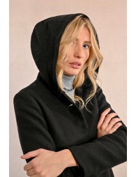 Hooded faux fur coat