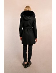 Hooded faux fur coat