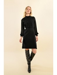 Short knit dress with ruffles