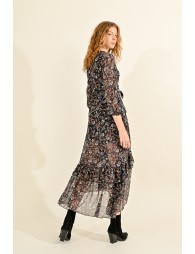 Long printed wrap dress