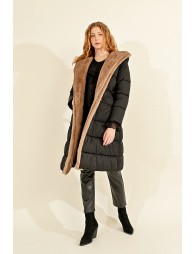 Long fur-lined down jacket