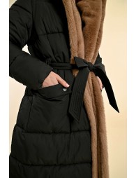 Long fur-lined down jacket