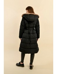 Long fur-lined down jacket