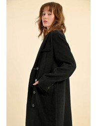 Manteau long en laine mélangée