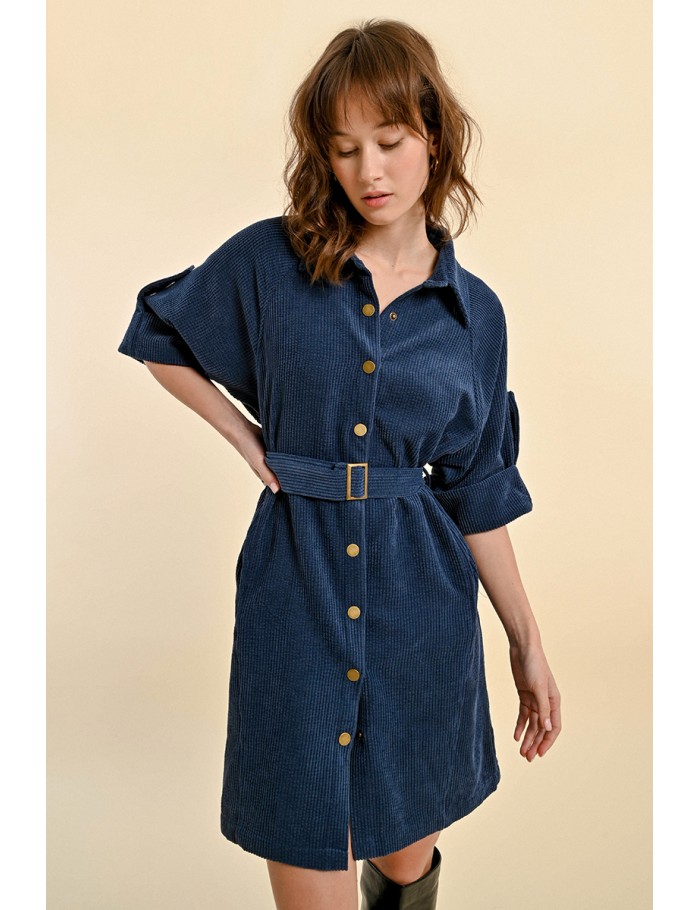 Velvet shirt dress