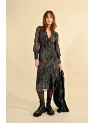 Sheer printed wrap dress