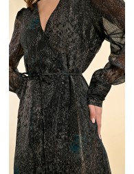 Sheer printed wrap dress