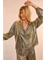 Metallic top, Tunisian collar