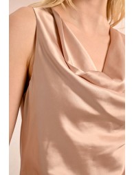 Satin top, cowl neck