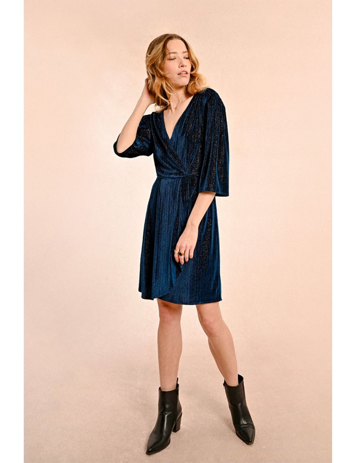 Short velvet wrap dress