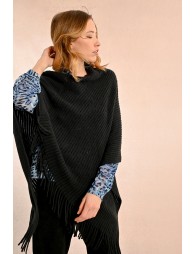 Fringed crossover poncho