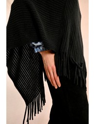 Fringed crossover poncho