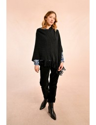 Fringed crossover poncho