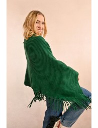 Fringed crossover poncho