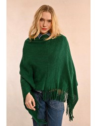 Fringed crossover poncho