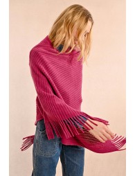 Fringed crossover poncho