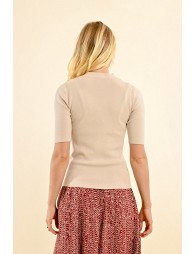 Close-fitting short-sleeved sweater