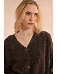 V-neck cardigan with wool