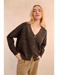 V-neck cardigan with wool