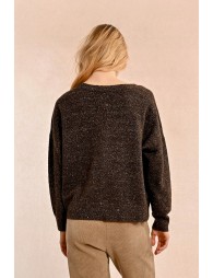 V-neck cardigan with wool