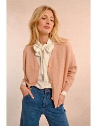 V-neck cardigan with wool