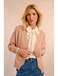 V-neck cardigan with wool