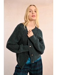 V-neck cardigan, pointelle knit