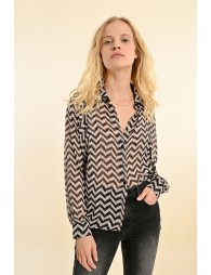 Striped printed voile shirt