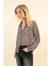 Striped printed voile shirt